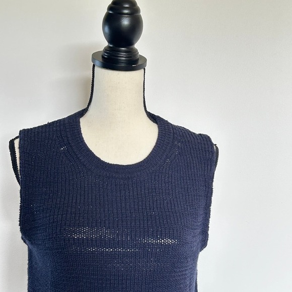 J. Crew Tunic Sweater Tank S Navy Blue Swank Top Blouse Knit Women's - Picture 4 of 8